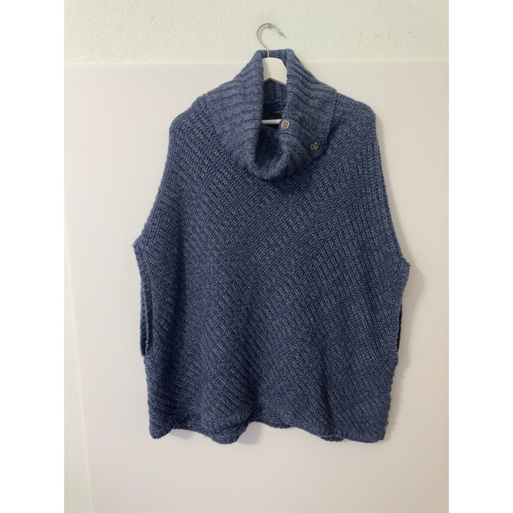 Banana Republic Turtleneck Poncho Sweater Womens Blue Knit Small Casual Cozy